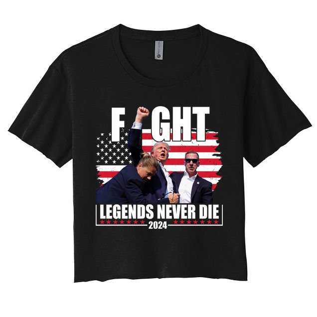 Fight Legends Never Die 2024 Trump Shooting Usa Flag Crop Top