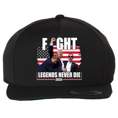 Fight Legends Never Die 2024 Trump Shooting Usa Flag Wool Snapback Cap