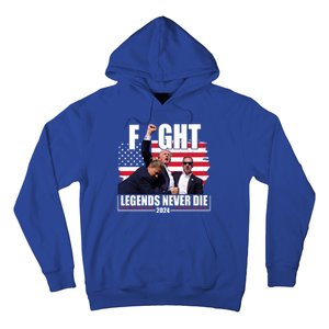 Fight Legends Never Die 2024 Trump Shooting Usa Flag Hoodie