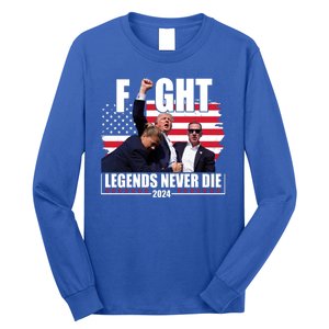 Fight Legends Never Die 2024 Trump Shooting Usa Flag Long Sleeve Shirt