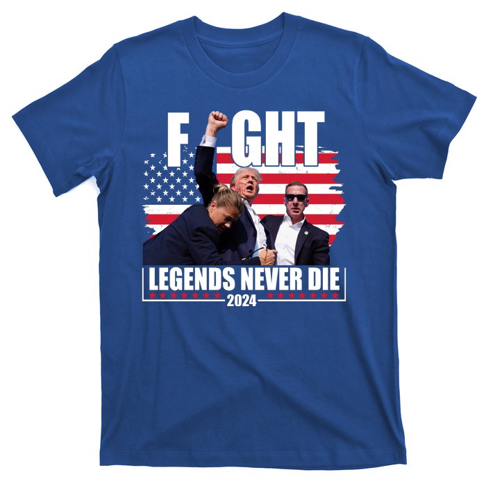 Fight Legends Never Die 2024 Trump Shooting Usa Flag T-Shirt