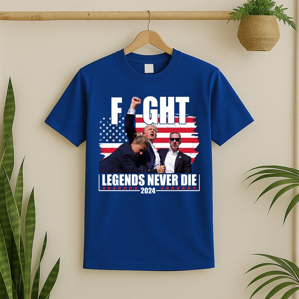 Fight Legends Never Die 2024 Trump Shooting Usa Flag T-Shirt