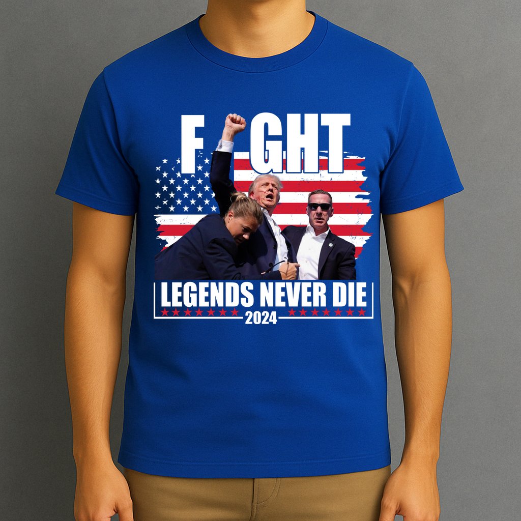 Fight Legends Never Die 2024 Trump Shooting Usa Flag T-Shirt