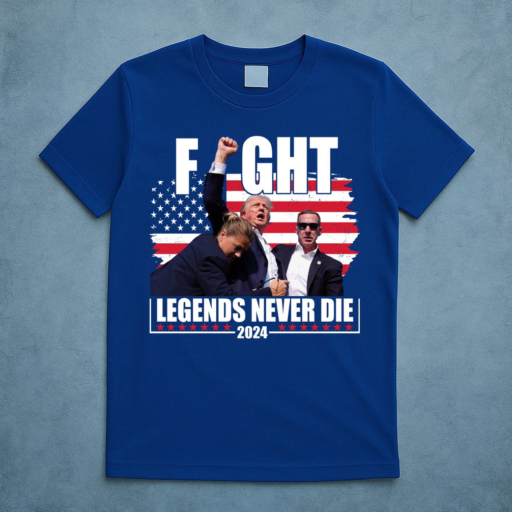 Fight Legends Never Die 2024 Trump Shooting Usa Flag T-Shirt