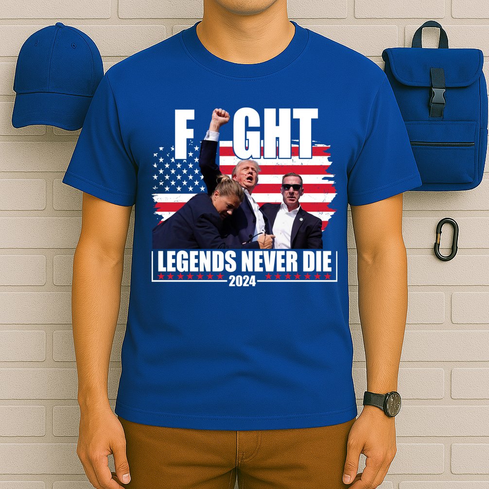 Fight Legends Never Die 2024 Trump Shooting Usa Flag T-Shirt