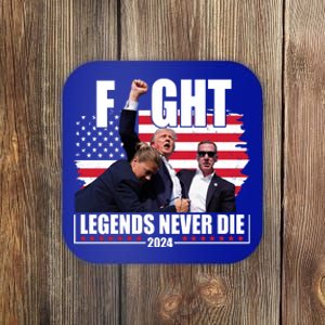 Fight Legends Never Die 2024 Trump Shooting Usa Flag Coaster