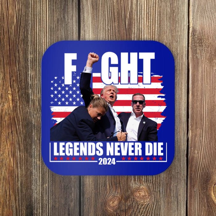 Fight Legends Never Die 2024 Trump Shooting Usa Flag Coaster