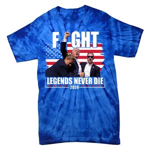 Fight Legends Never Die 2024 Trump Shooting Usa Flag Tie-Dye T-Shirt