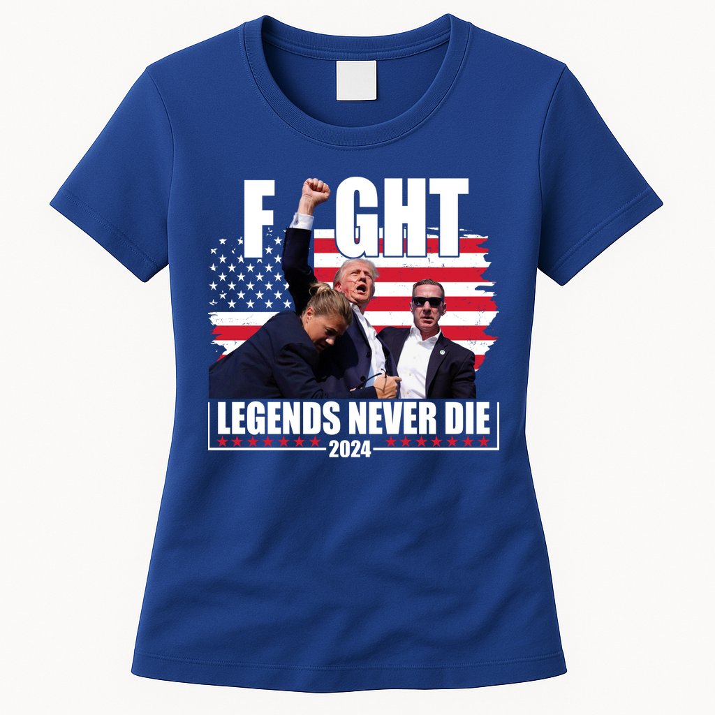 Fight Legends Never Die 2024 Trump Shooting Usa Flag Womens T-Shirt