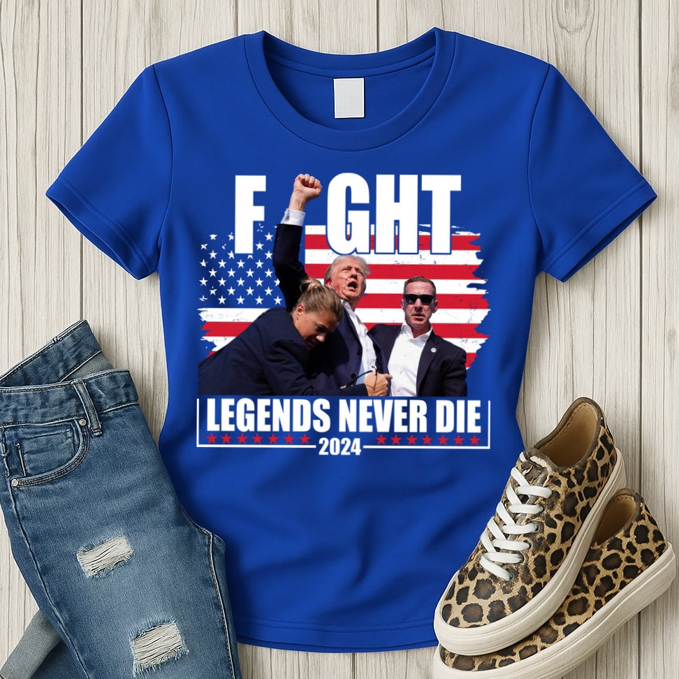 Fight Legends Never Die 2024 Trump Shooting Usa Flag Womens T-Shirt