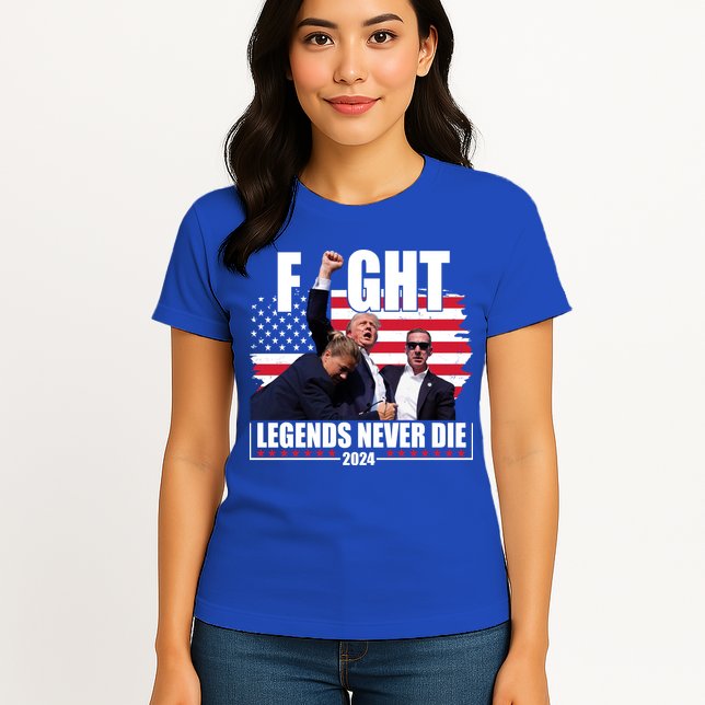 Fight Legends Never Die 2024 Trump Shooting Usa Flag Womens T-Shirt