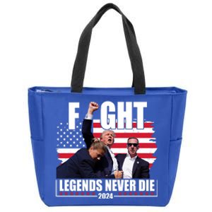 Fight Legends Never Die 2024 Trump Shooting Usa Flag Zip Tote Bag