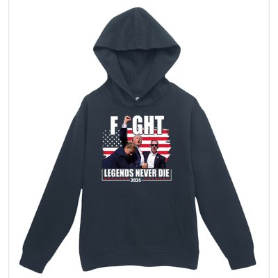 Fight Legends Never Die 2024 Trump Shooting Usa Flag Urban Pullover Hoodie