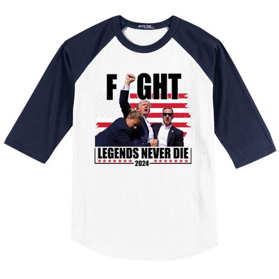 Fight Legends Never Die 2024 Trump Shooting Usa Flag Baseball Sleeve Shirt