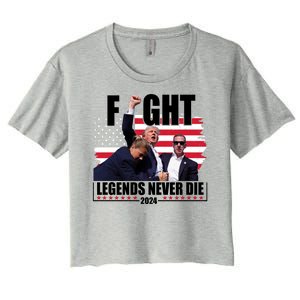 Fight Legends Never Die 2024 Trump Shooting Usa Flag Women's Crop Top Tee