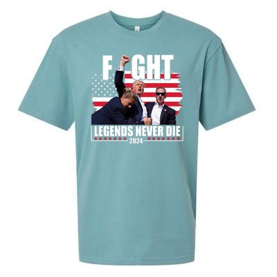 Fight Legends Never Die 2024 Trump Shooting Usa Flag Sueded Cloud Jersey T-Shirt