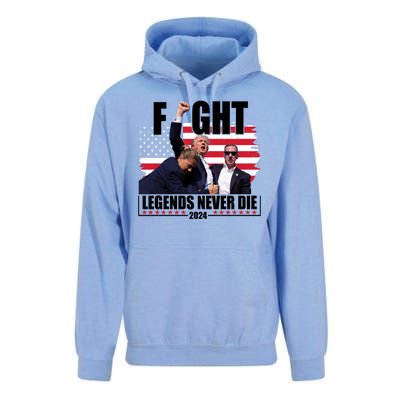 Fight Legends Never Die 2024 Trump Shooting Usa Flag Unisex Surf Hoodie