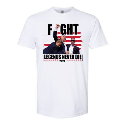 Fight Legends Never Die 2024 Trump Shooting Usa Flag Softstyle® CVC T-Shirt