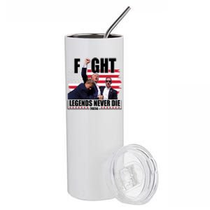 Fight Legends Never Die 2024 Trump Shooting Usa Flag Stainless Steel Tumbler