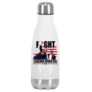 Fight Legends Never Die 2024 Trump Shooting Usa Flag Stainless Steel Insulated Water Bottle