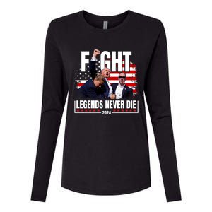 Fight Legends Never Die 2024 Trump Shooting Womens Cotton Relaxed Long Sleeve T-Shirt