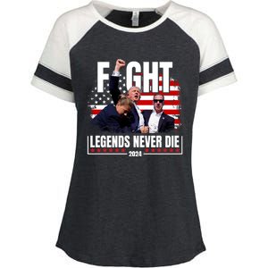 Fight Legends Never Die 2024 Trump Shooting Enza Ladies Jersey Colorblock Tee