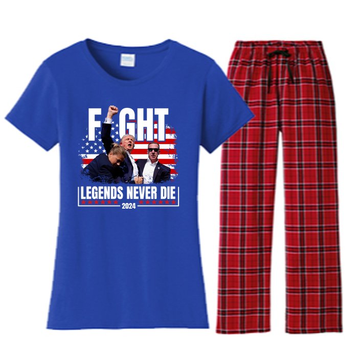 Fight Legends Never Die 2024 Trump Shooting Women's Flannel Pajama Set