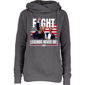 Fight Legends Never Die 2024 Trump Shooting Womens Funnel Neck Pullover Hood