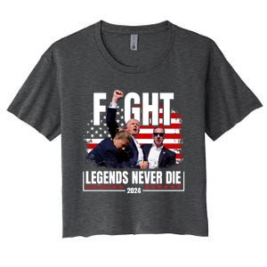 Fight Legends Never Die 2024 Trump Shooting Women's Crop Top Tee