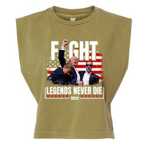 Fight Legends Never Die 2024 Trump Shooting Garment-Dyed Women's Muscle Tee