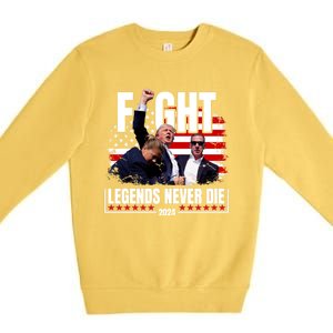 Fight Legends Never Die 2024 Trump Shooting Premium Crewneck Sweatshirt