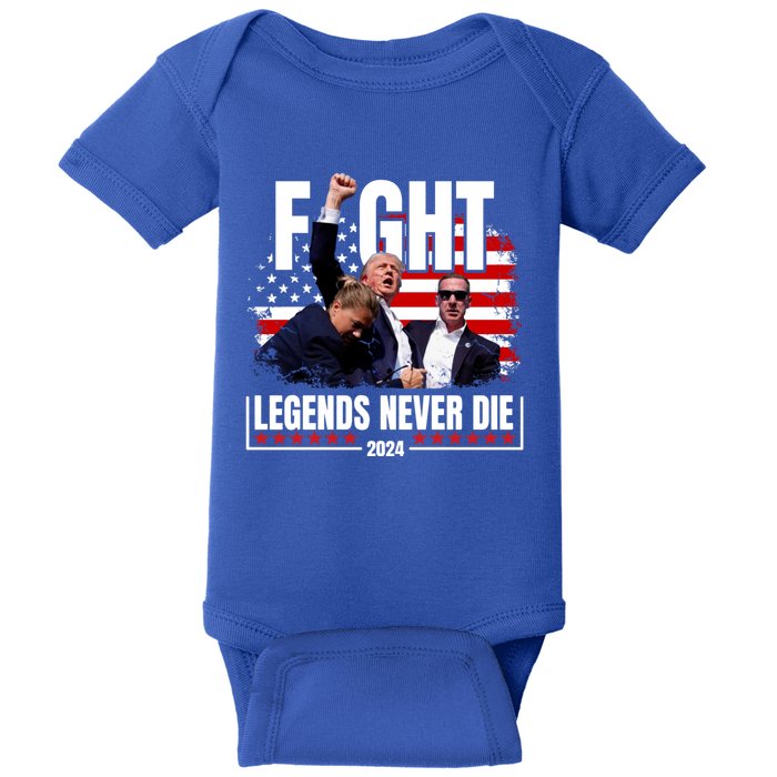 Fight Legends Never Die 2024 Trump Shooting Baby Bodysuit