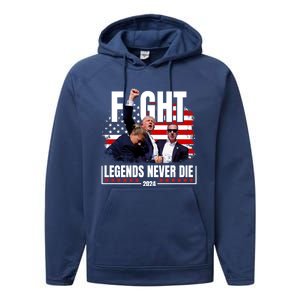 Fight Legends Never Die 2024 Trump Shooting Performance Fleece Hoodie