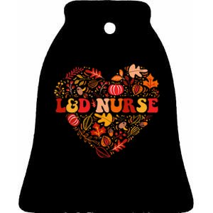 Fall L&D Nurse Thanksgiving Groovy Labor And Delivery Nurse Ceramic Bell Ornament