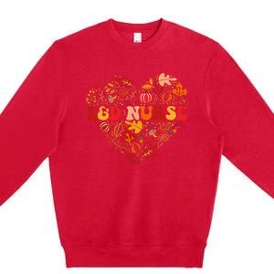 Fall L&D Nurse Thanksgiving Groovy Labor And Delivery Nurse Premium Crewneck Sweatshirt