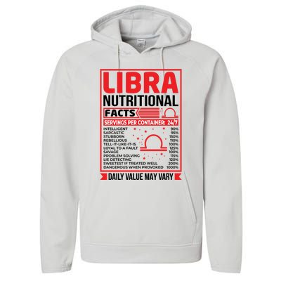 Funny Libra Nutritional Facts Birthday Gift Performance Fleece Hoodie