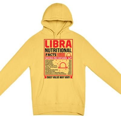 Funny Libra Nutritional Facts Birthday Gift Premium Pullover Hoodie