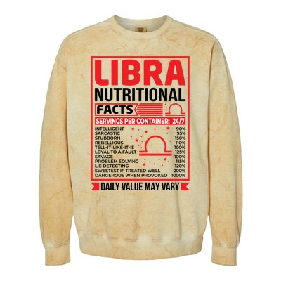 Funny Libra Nutritional Facts Birthday Gift Colorblast Crewneck Sweatshirt