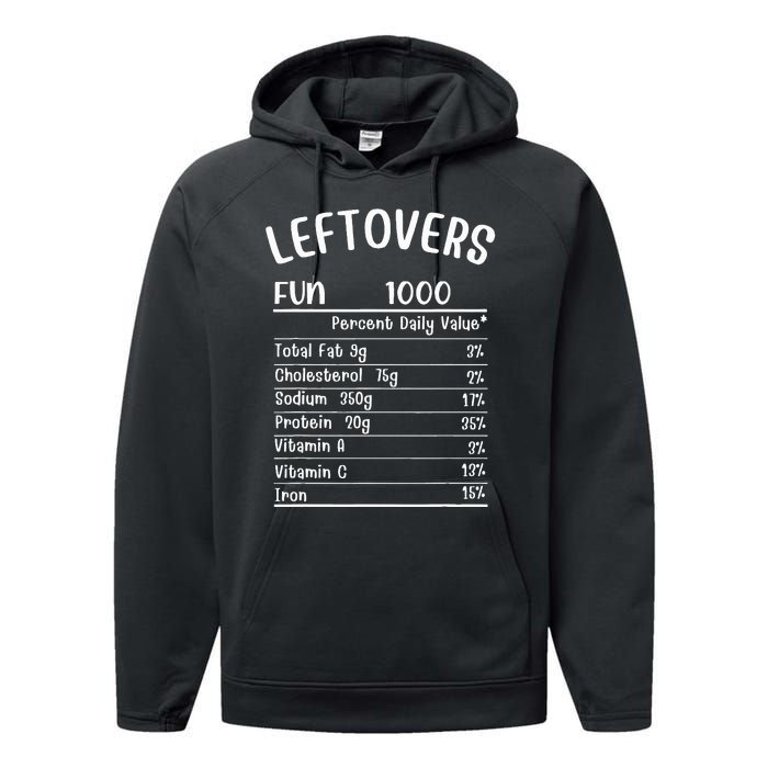 Funny Leftovers Nutrition Facts Thanksgiving Matching Family Performance Fleece Hoodie