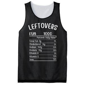 Funny Leftovers Nutrition Facts Thanksgiving Matching Family Mesh Reversible Basketball Jersey Tank