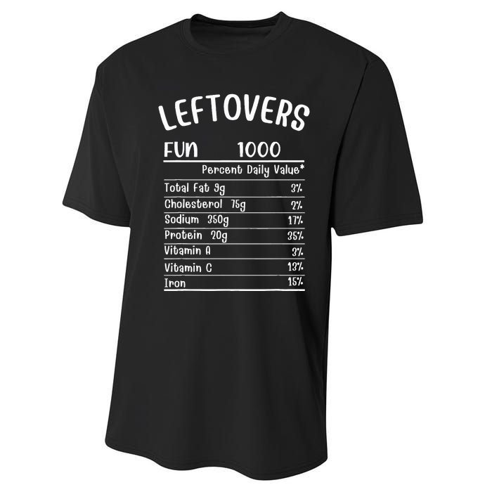 Funny Leftovers Nutrition Facts Thanksgiving Matching Family Performance Sprint T-Shirt