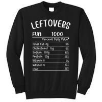 Funny Leftovers Nutrition Facts Thanksgiving Matching Family Tall Sweatshirt