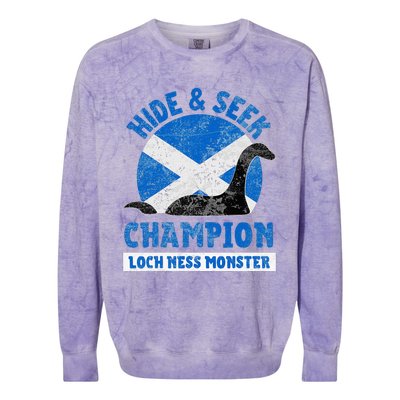 Funny Loch Ness Monster Nessie Hide And Seek Champion Colorblast Crewneck Sweatshirt