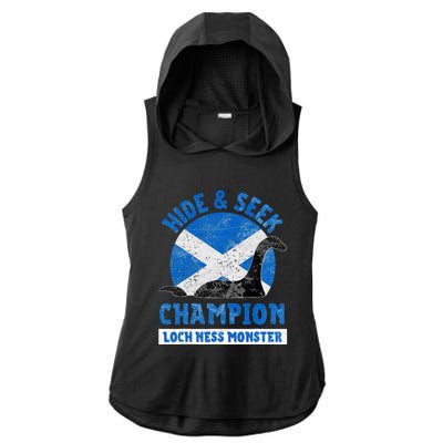 Funny Loch Ness Monster Nessie Hide And Seek Champion Ladies PosiCharge Tri-Blend Wicking Draft Hoodie Tank