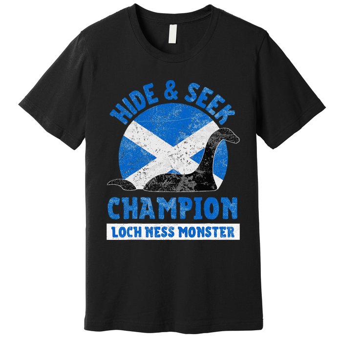 Funny Loch Ness Monster Nessie Hide And Seek Champion Premium T-Shirt