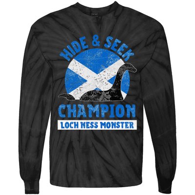 Funny Loch Ness Monster Nessie Hide And Seek Champion Tie-Dye Long Sleeve Shirt