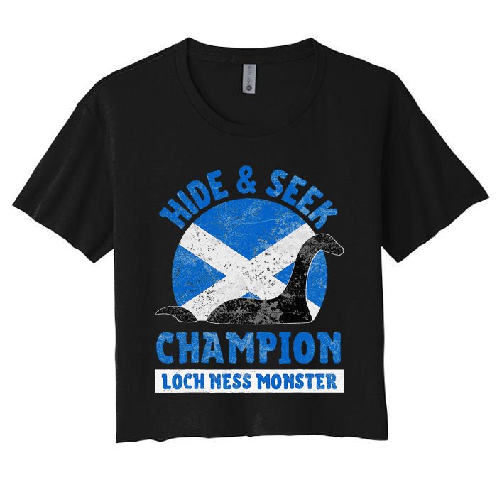 Funny Loch Ness Monster Nessie Hide And Seek Champion Women's Crop Top Tee