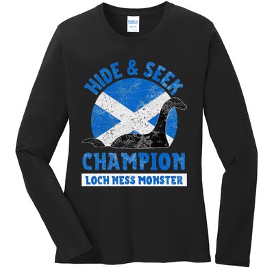 Funny Loch Ness Monster Nessie Hide And Seek Champion Ladies Long Sleeve Shirt