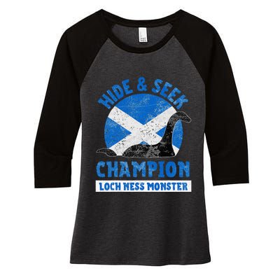 Funny Loch Ness Monster Nessie Hide And Seek Champion Women's Tri-Blend 3/4-Sleeve Raglan Shirt