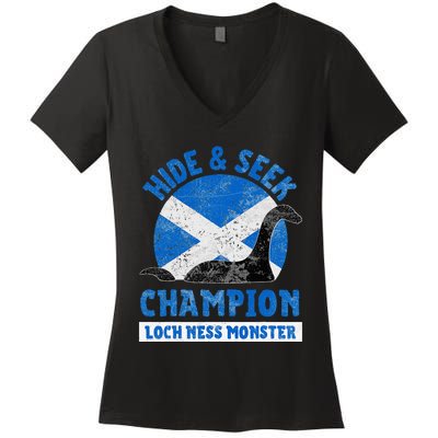 Funny Loch Ness Monster Nessie Hide And Seek Champion Women's V-Neck T-Shirt